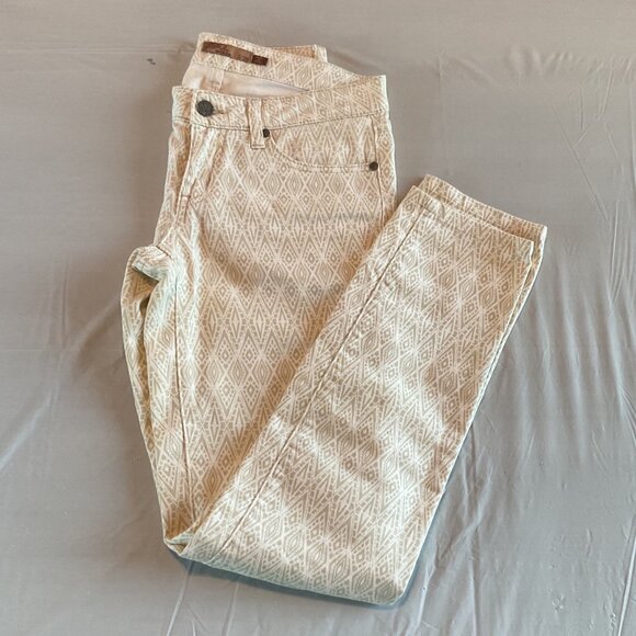 Prana Womens Beige Geometric Patterned Denim Pants Sz 2 waist 26 Cotton Blend - Picture 6 of 8